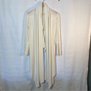 S-Twelve Women’s Sz M Open Front Cardigan Sweater Ivory  Asymmetrical